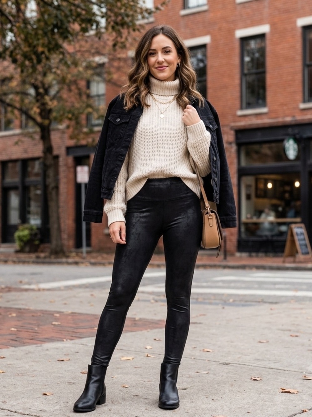 Spanx Womens Black Leggings Size Large Faux Leather Chic Streetwear Moto Style